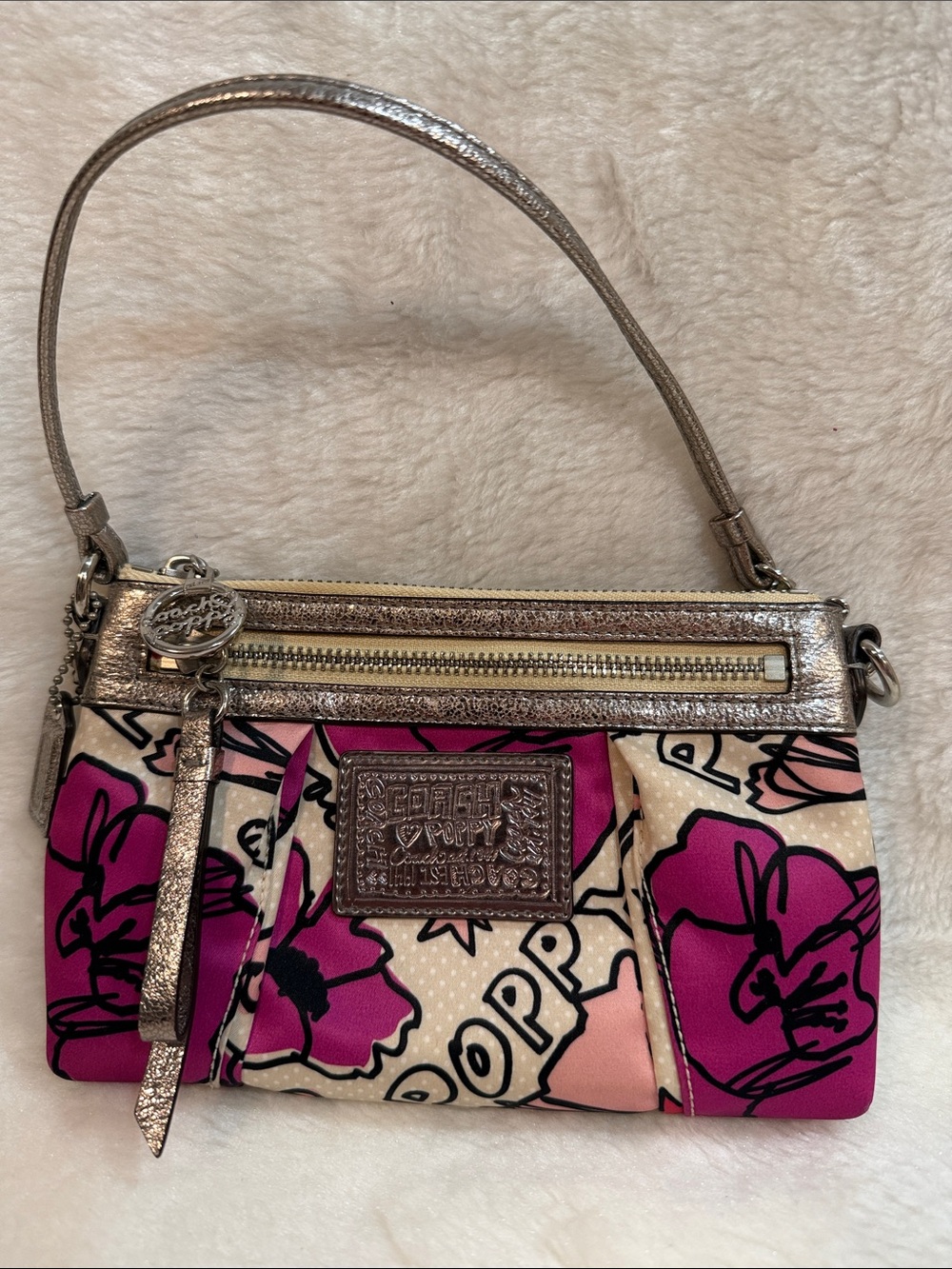 Coach Poppy Floral Satin Wristlet Shoulder Bag